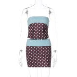 Polka Dot Print Contrast Color Two Piece Skirts Set GLAG-S5C20905G