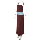 Contrast Color Tube Top Maxi Dress GLAG-D6121186F