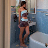 Polka Dot Print Contrast Color Two Piece Skirts Set GLAG-S5C20905G