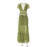 Loose Lace Chiffon Top Long Skirts Suit  GLAG-S5C20898G