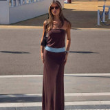 Contrast Color Tube Top Maxi Dress GLAG-D6121186F