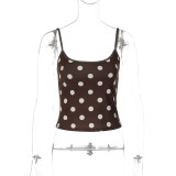 Polka Dot Print Sling Tank Tops GLAG-T5820047G