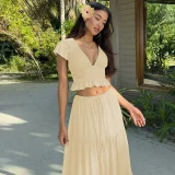 Loose Lace Chiffon Top Long Skirts Suit  GLAG-S5C20898G