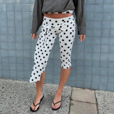Polka Dot Print Tie Up Seventh Pants GSBW-C26PT109