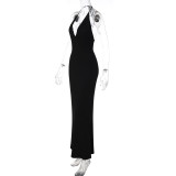 Solid Color Backless Maxi Dress GLAG-D6421428F
