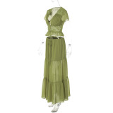 Loose Lace Chiffon Top Long Skirts Suit  GLAG-S5C20898G