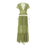 Loose Lace Chiffon Top Long Skirts Suit  GLAG-S5C20898G