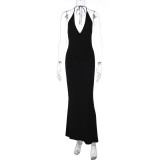 Solid Color Backless Maxi Dress GLAG-D6421428F