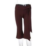 Solid Color Patchwork Micro Flare Seventh Pant GLAG-P6121245F