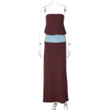 Contrast Color Tube Top Maxi Dress GLAG-D6121186F