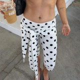 Polka Dot Print Tie Up Seventh Pants GSBW-C26PT109