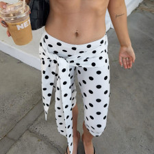 Polka Dot Print Tie Up Seventh Pants GSBW-C26PT109