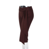 Solid Color Patchwork Micro Flare Seventh Pant GLAG-P6121245F