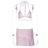 Polka Dot Print Bikini Three Piece Swimsuit GLAG-S5C20819F