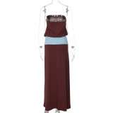 Contrast Color Tube Top Maxi Dress GLAG-D6121186F
