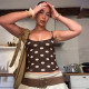 Polka Dot Print Sling Tank Tops GLAG-T5820047G