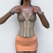 Deep V Neck Contrast Color Tank Top GLAG-T6121096G