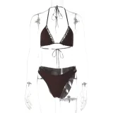 Sexy Button Patchwork Bikinis 2 Piece Swimsuit GLAG-S5A20752F