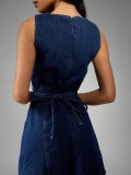 Sleeveless Zipper Denim Mini Dress LX-6203