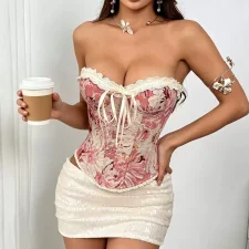 Lace Flowers Print Tube Tops Vest GPBY-VE8428