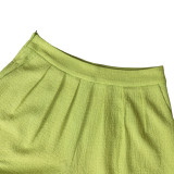 Solid Color Drawstring Top Wide Leg Pant Suit AIL-351