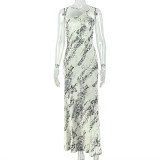 Print Halterneck Backless Maxi Dress GJYO-JD305387