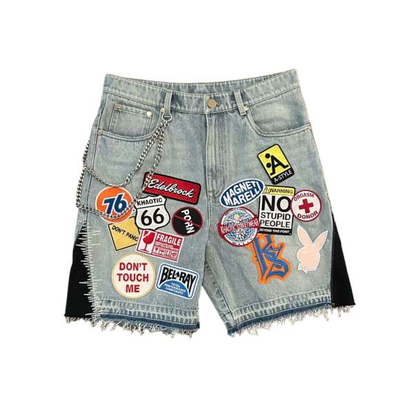 Embroidered Patchwork Denim Shorts GZLX-2024