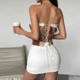 Lace Flowers Print Tube Tops Vest GPBY-VE8428