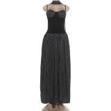 Fashion Backless Polka Dot Print Maxi Dress GSLF-K6D09638A