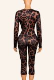 Leopard Print Hollow Out Seventh Jumpsuit YWXS-K26L2544