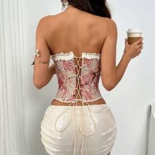 Lace Flowers Print Tube Tops Vest GPBY-VE8428