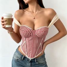 Print Backless Bandage Tank Top GPBY-VE8427
