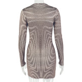 Print Long Sleeve Mini Dress GJYO-JD305363