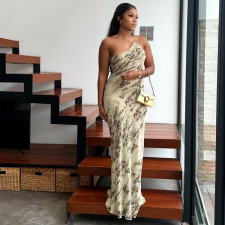 Print Halterneck Backless Maxi Dress GJYO-JD305387