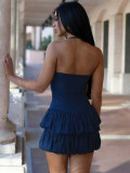 Halterneck Backless Mini Puff Dress  MIL-L336