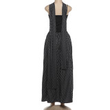 Fashion Backless Polka Dot Print Maxi Dress GSLF-K6D09638A