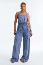 Casual Denim Wide Leg Jumpsuit LX-6202