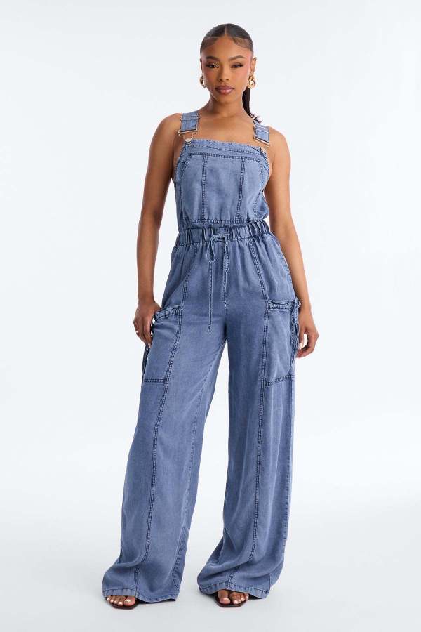 Casual Denim Wide Leg Jumpsuit LX-6202