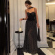 Fashion Backless Polka Dot Print Maxi Dress GSLF-K6D09638A