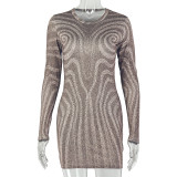 Print Long Sleeve Mini Dress GJYO-JD305363