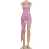 Backless Stripe Sling Mini Dress GSLF-K6D09041A