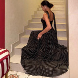 Fashion Backless Polka Dot Print Maxi Dress GSLF-K6D09638A