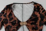 Leopard Print Hollow Out Seventh Jumpsuit YWXS-K26L2544