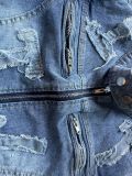 Denim Embroidered Jacket And Skirt Set YMEF-59110