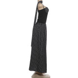 Fashion Backless Polka Dot Print Maxi Dress GSLF-K6D09638A