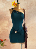 Slash Shoulder Ruched Mini Dress GZIY-6387