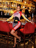 VIP1 Letter Print Long Sleeve Short 2 Piece Set GFCF-1495