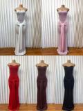 Solid Color Hot Drill Tube Top Dress GADE-11177