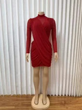 Long Sleeve Mesh See Through Mini Dress GMYU-10228