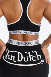 VIP1 Letter Print Sleeveless Tank Top 2 Piece Pants Set GFCF-1485